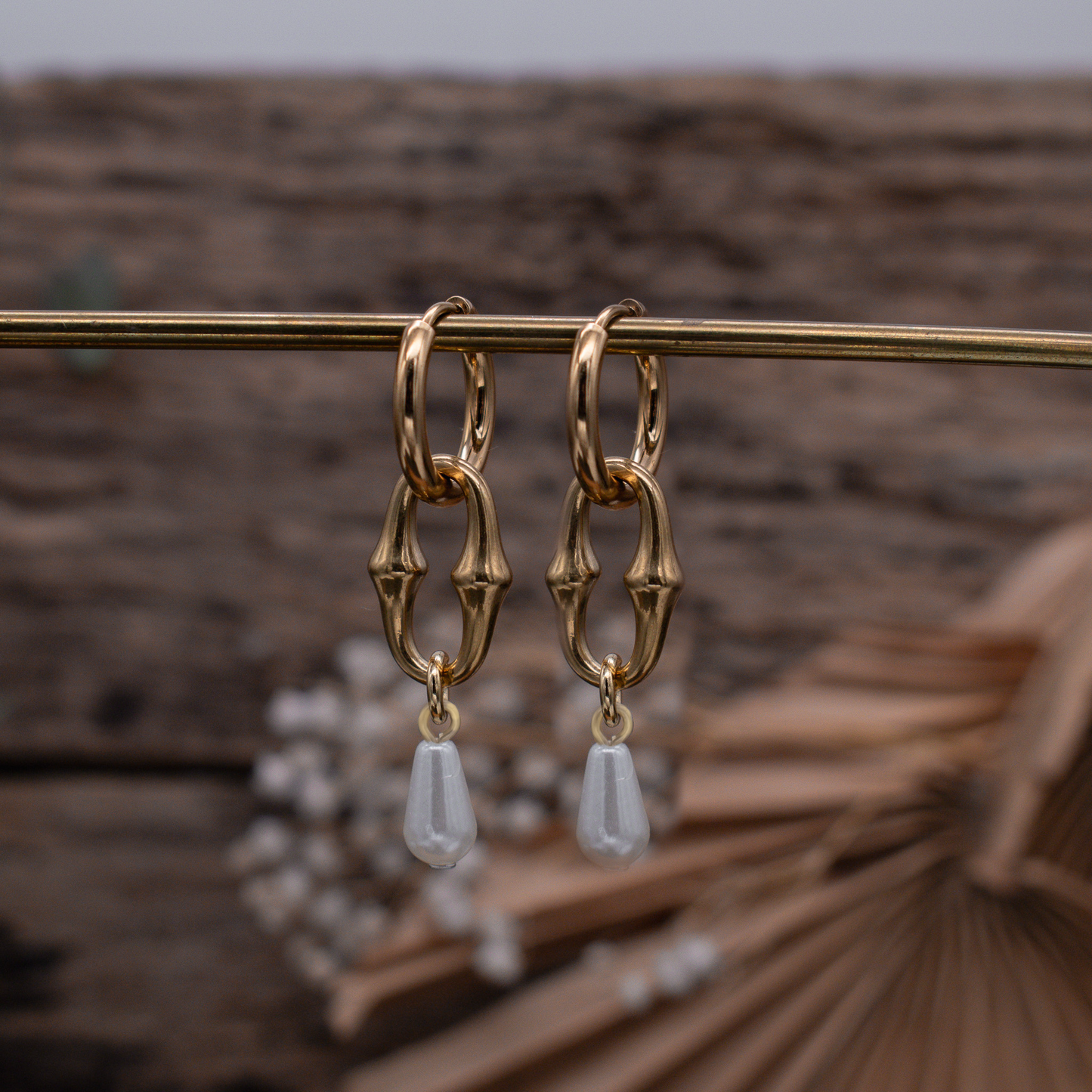 Gothic Chain Pearl Hoops