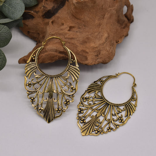 Long Art Nouveau Earrings • Gold