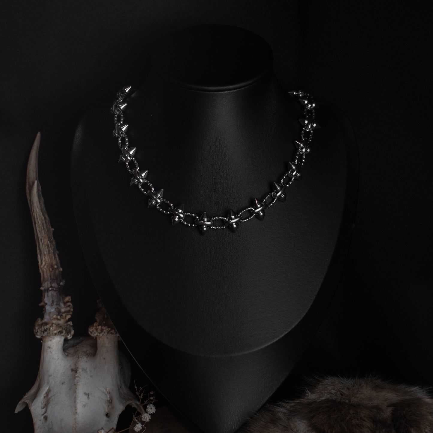 Silver Stud Chain Choker