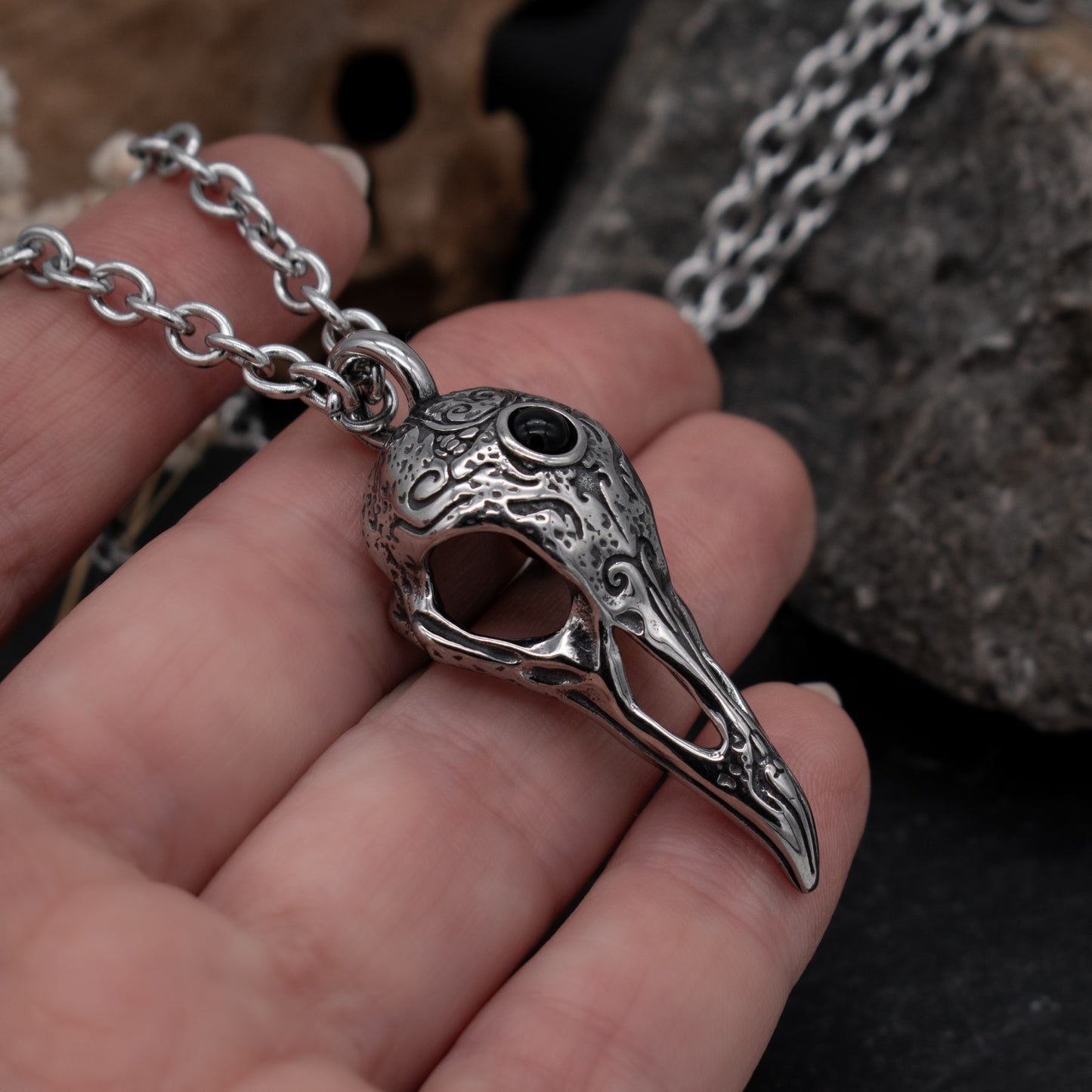 Mystic Raven Skull Necklace