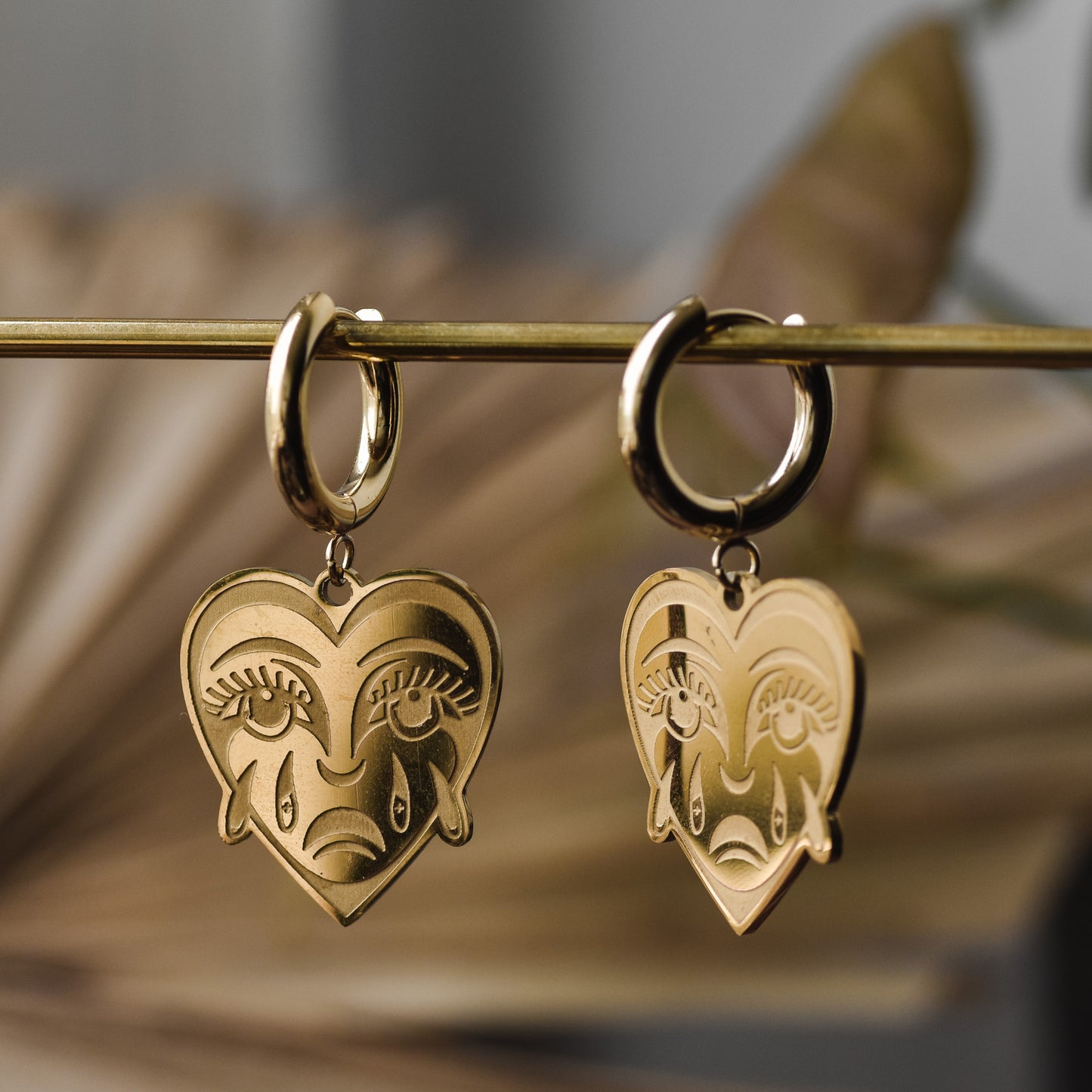Crying Heart Earrings - Gold