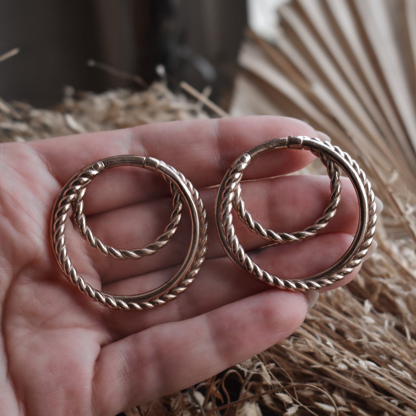 Triple Hoop Ear Weights - Rosegold