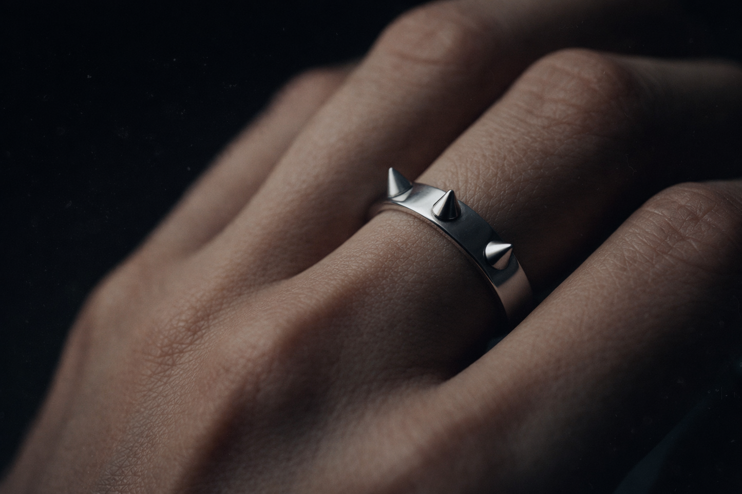 Silver Steel Spike Ring