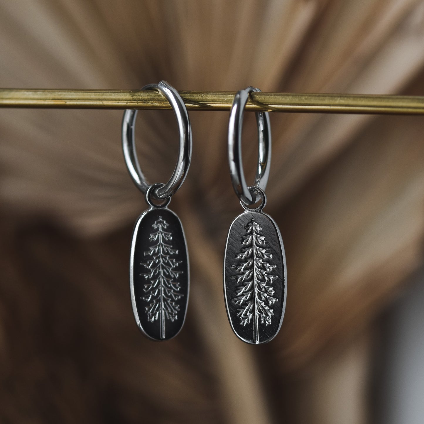 Silberne Tannen Hoop Ohrringe