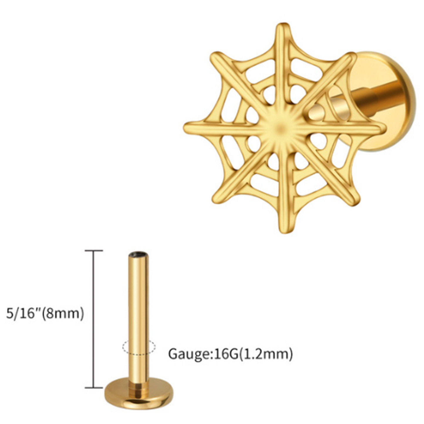 Goldener Spinnennetz Piercing Stecker
