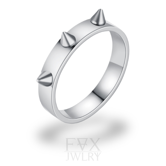 Silver Steel Spike Ring