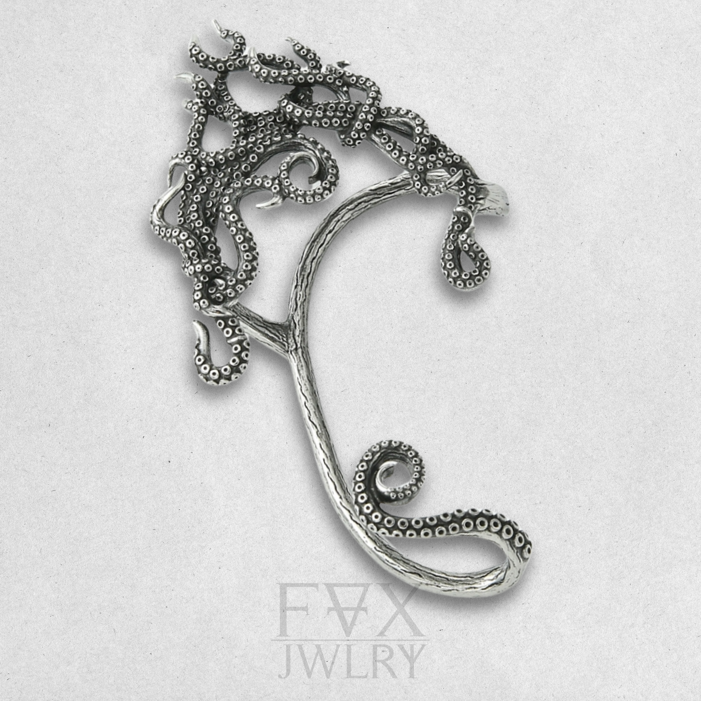 Silver Octopus Tentacle Ear Cuff
