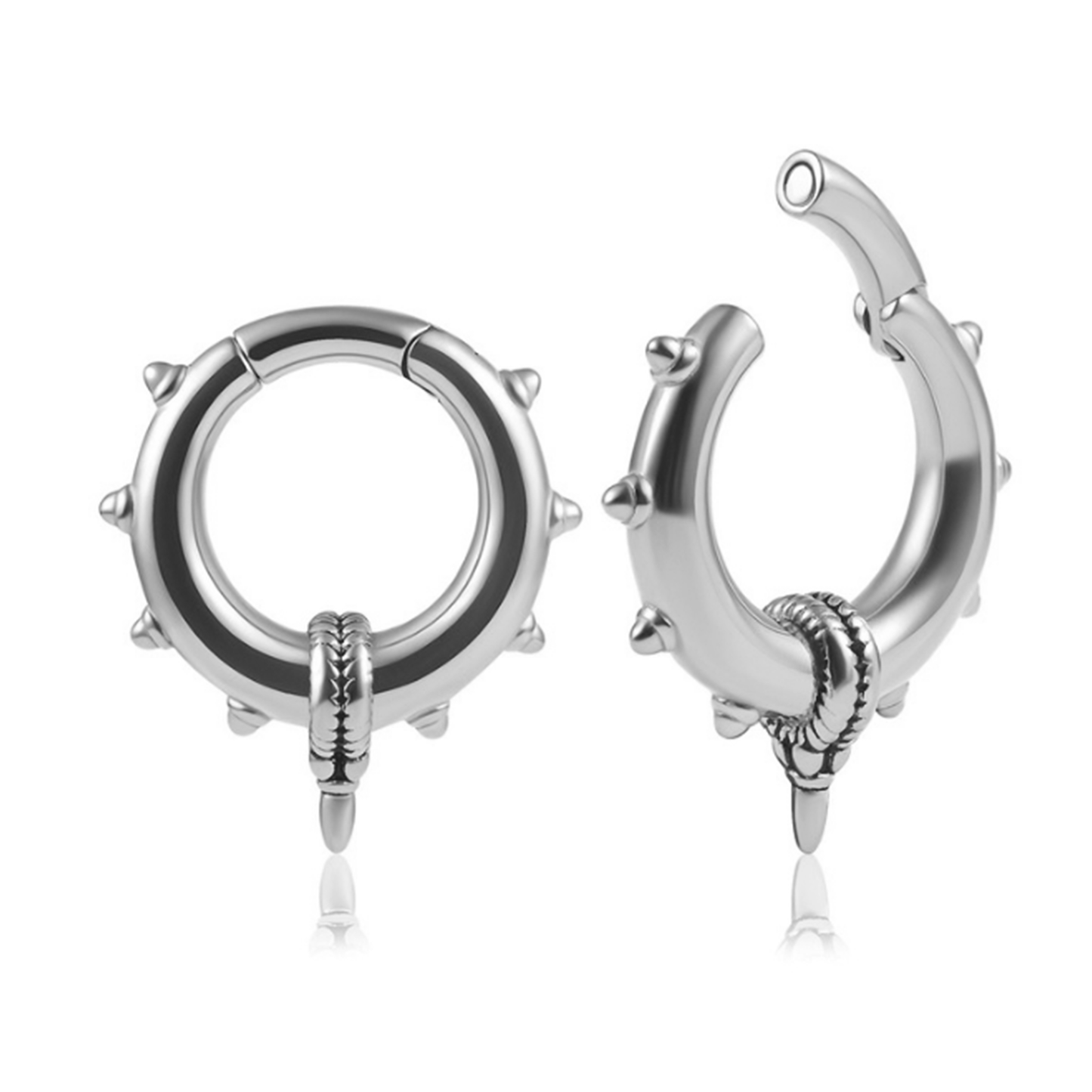 Silver Tribal Spike Hoop Ear Weights