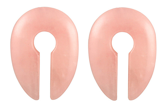 Rose Quartz Stone Keyhole Ear Weights #EW31 - Fux Jewellery