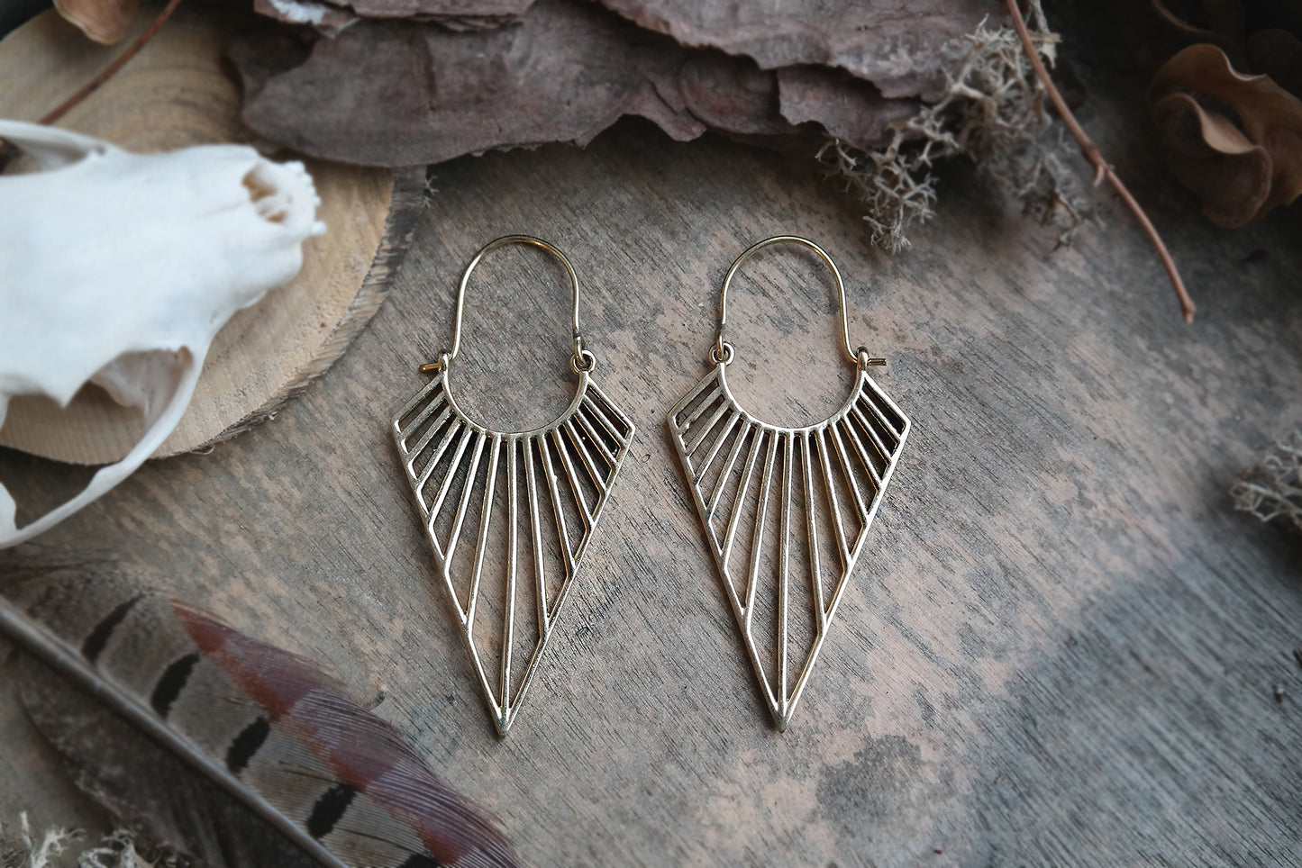 Gold Pointed Triangle Hoops #BE24 - Fux Jewellery
