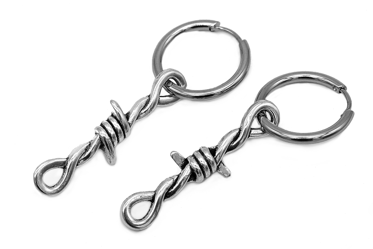 Silver Barbed Wire Hoop Earrings Fux Jewellery