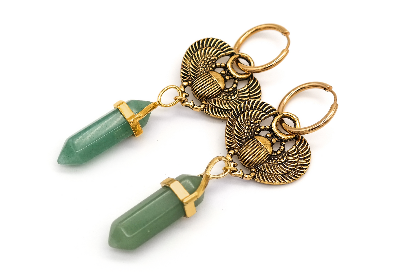 Golden Scarab Khepri Hoops