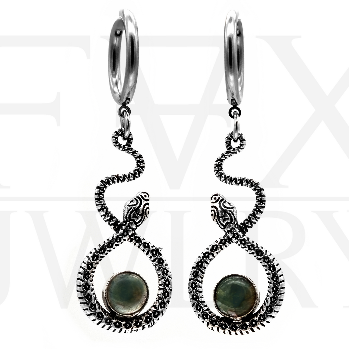 Labradorite Serpent Hoops