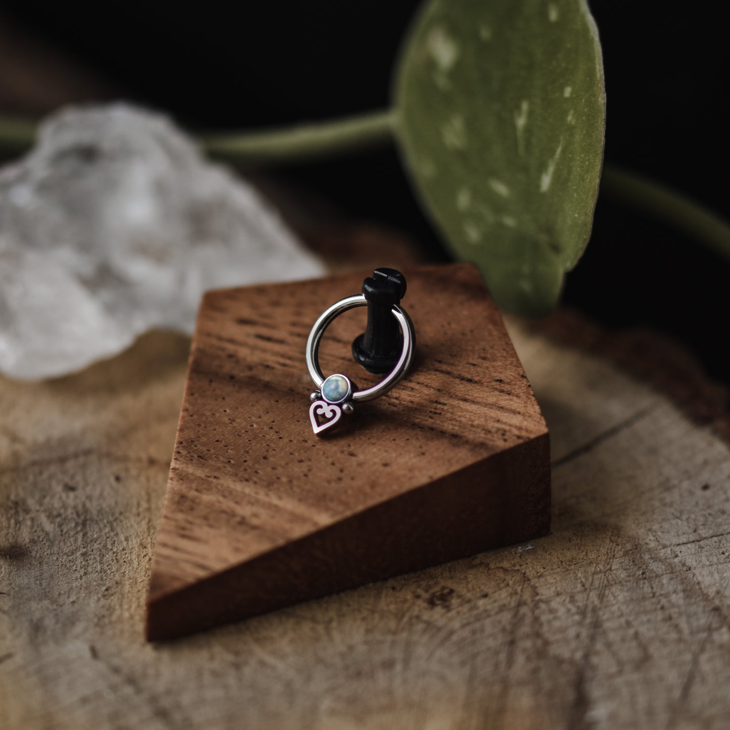 Silver Opal Ball Closure Ring