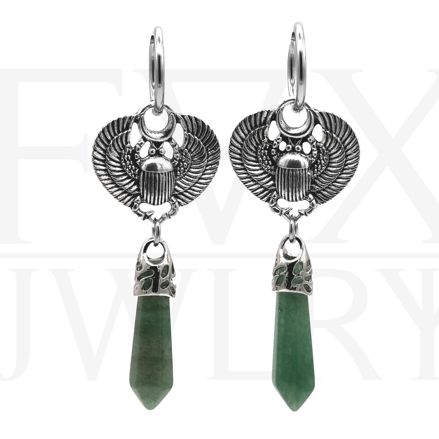 Silver Scarab Khepri Hoops