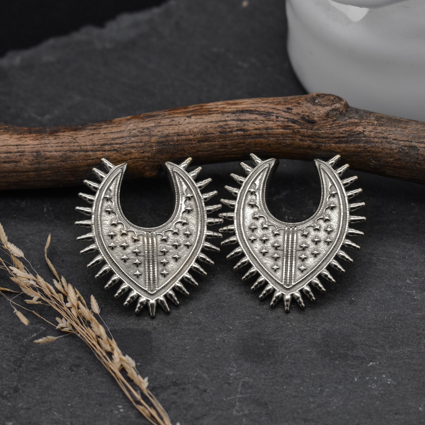 Silver Tribal Shield Saddle Spreaders