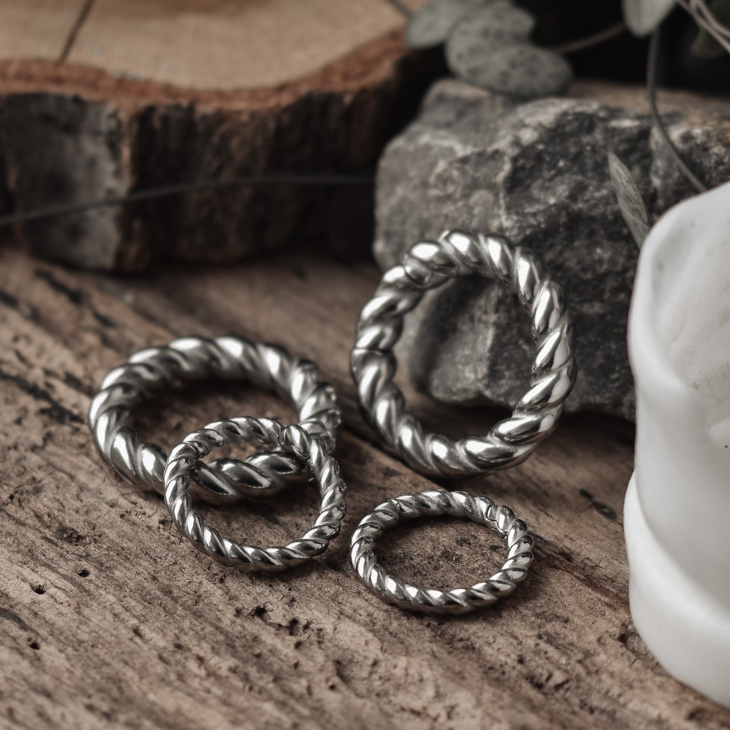 Silver Rope Clicker Ear Weights