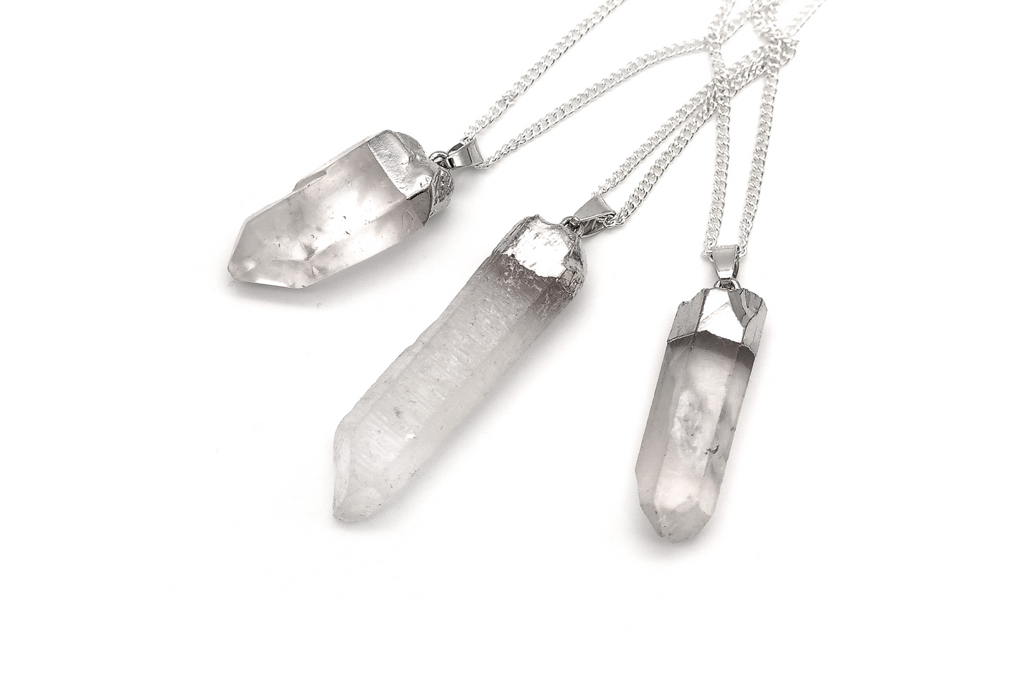 Silver Clear Quartz Point Necklace