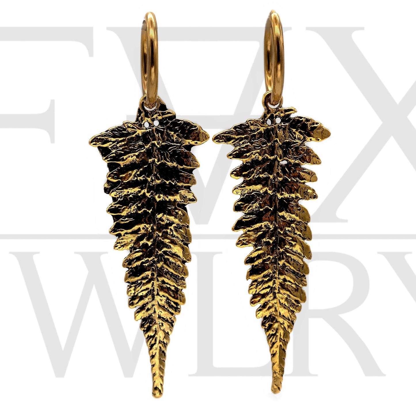Golden Fern Hoop Earrings