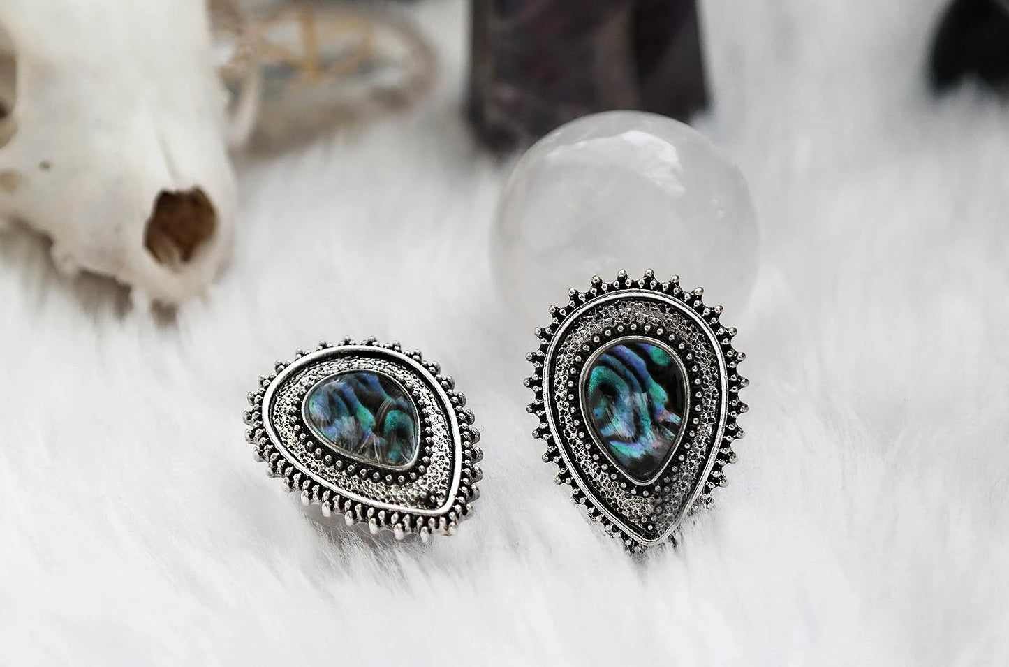 Silver Abalone Teardrop Plugs #863 - Fux Jewellery
