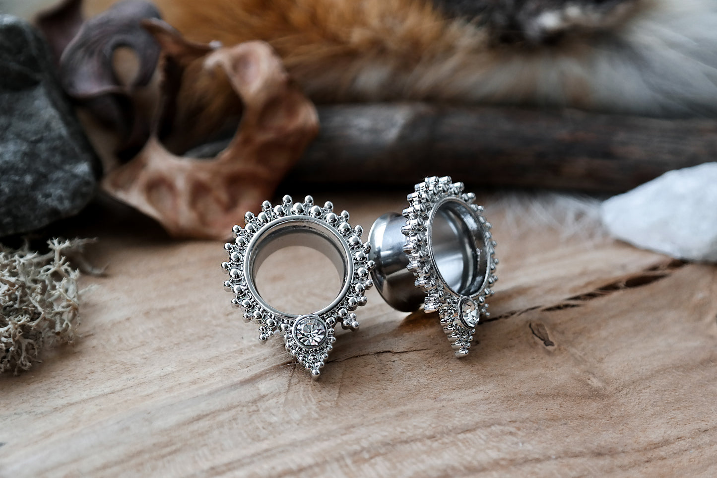 Silver Beaded Crystal Tunnel #864 - Fux Jewellery