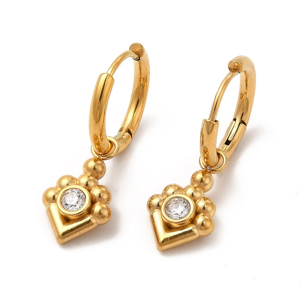 Golden Tribal Rhinestone Huggie Earrings