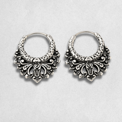 Silver Baroque Hoop Earrings