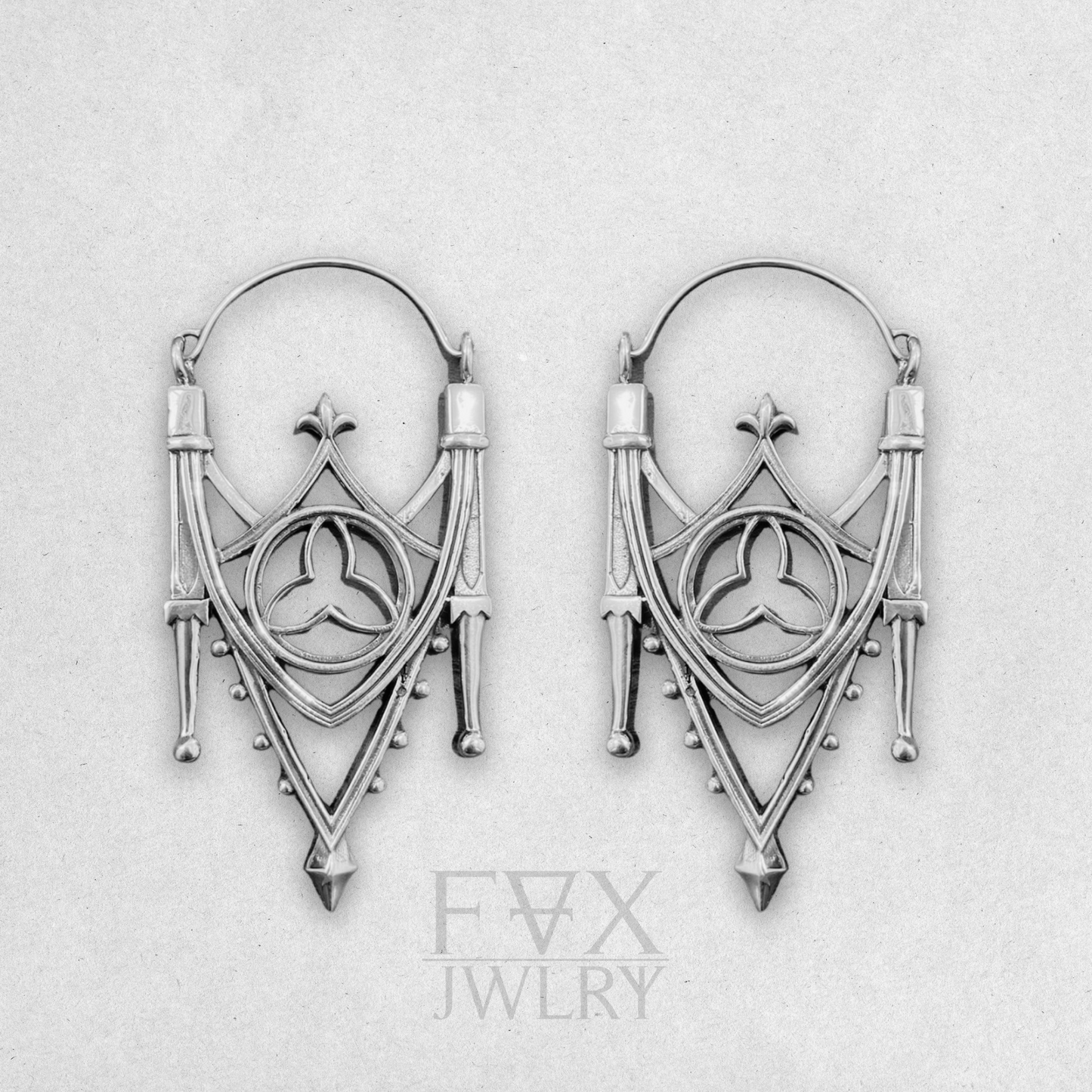 Silver Gothic Arch Earrings