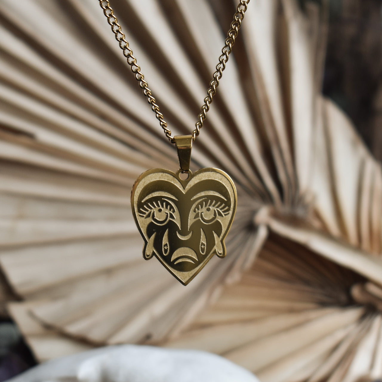 Golden Crying Heart Necklace