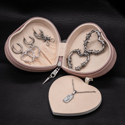 Pink Barbed Wire Heart Jewellery Case