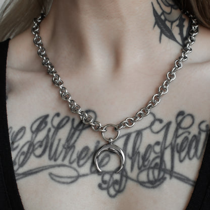 Silver Moon Chain Choker