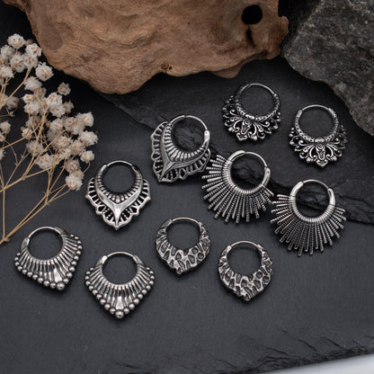 Silver Mandala Hoop Earrings