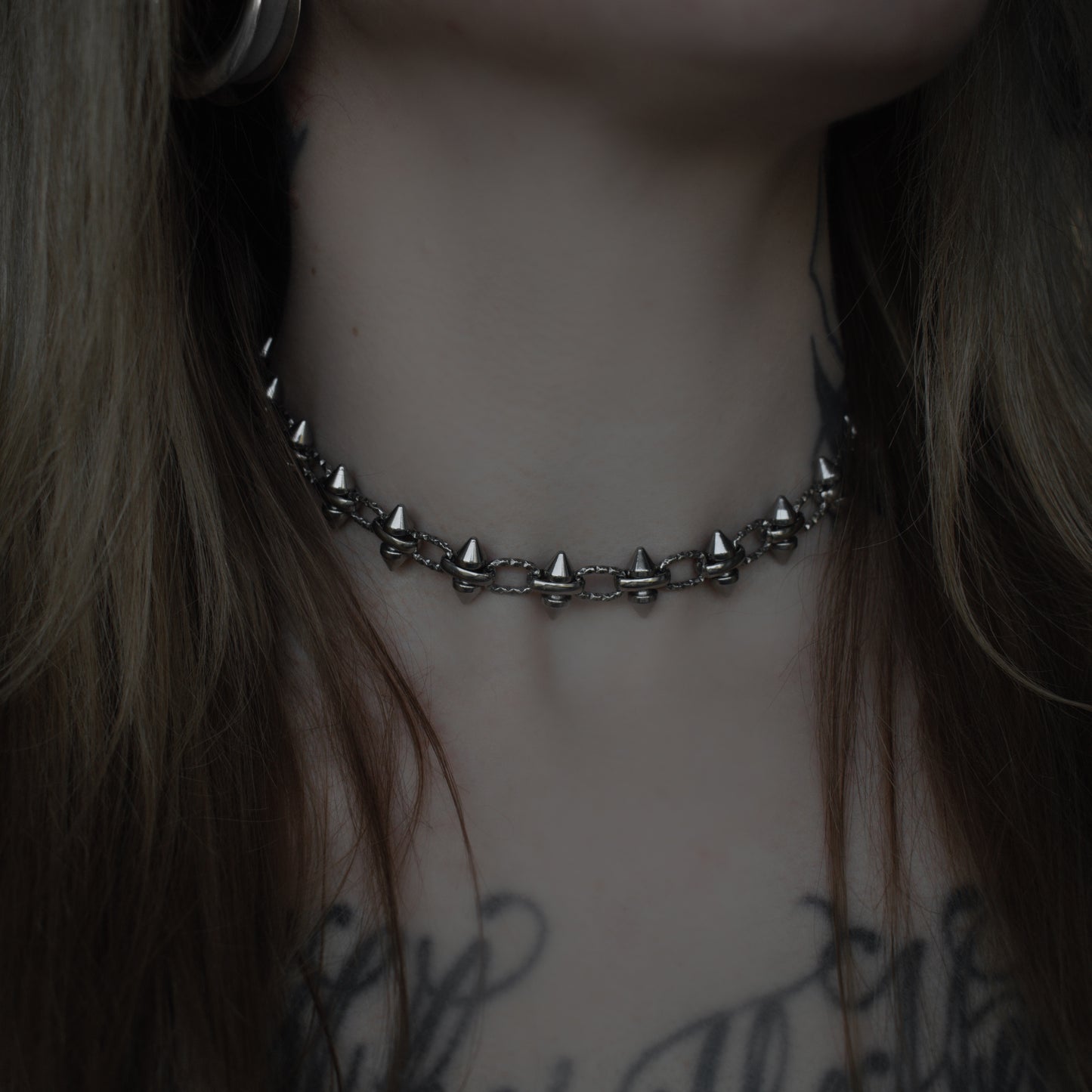 Silver Stud Chain Choker