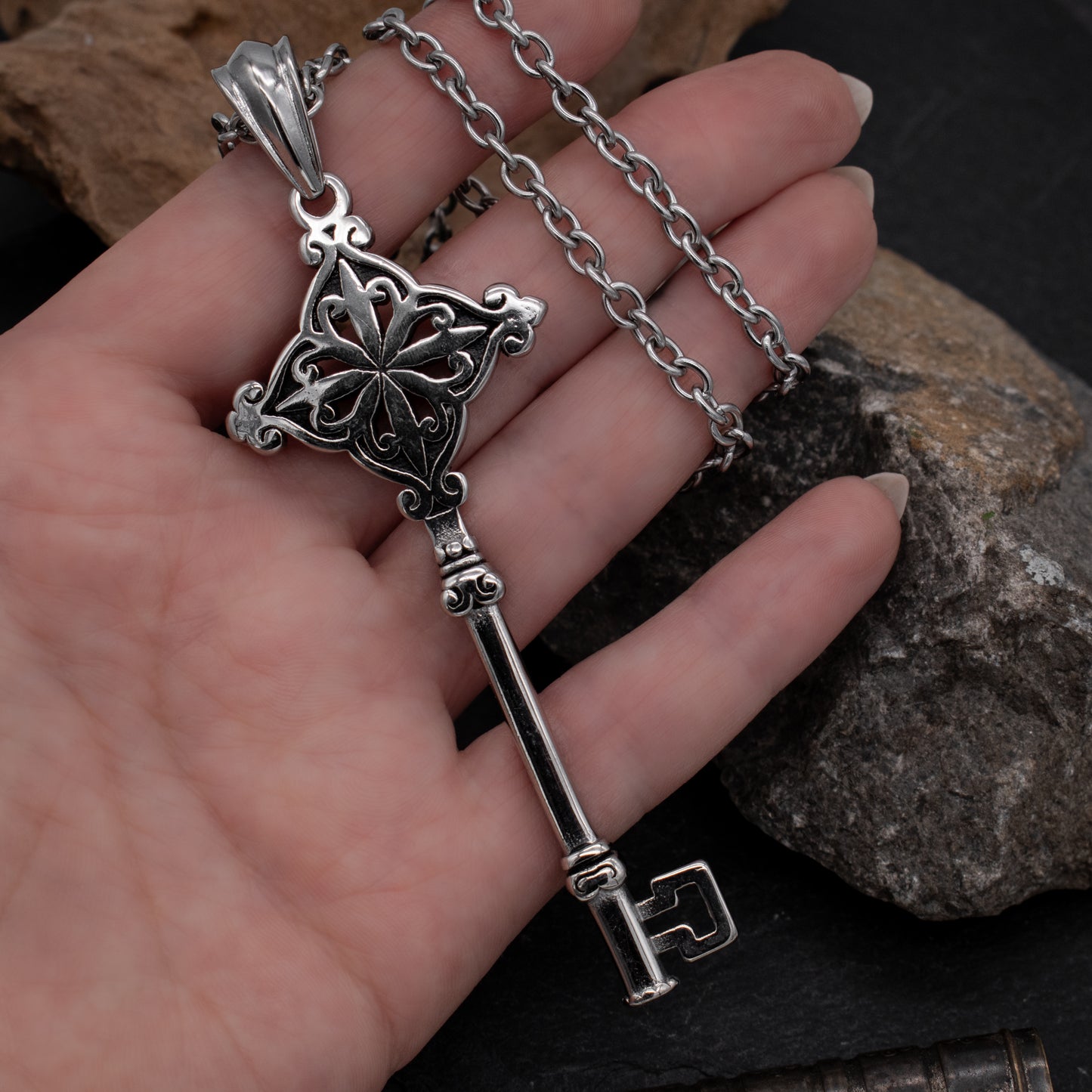 Gothic Ornament Skeleton Key Necklace