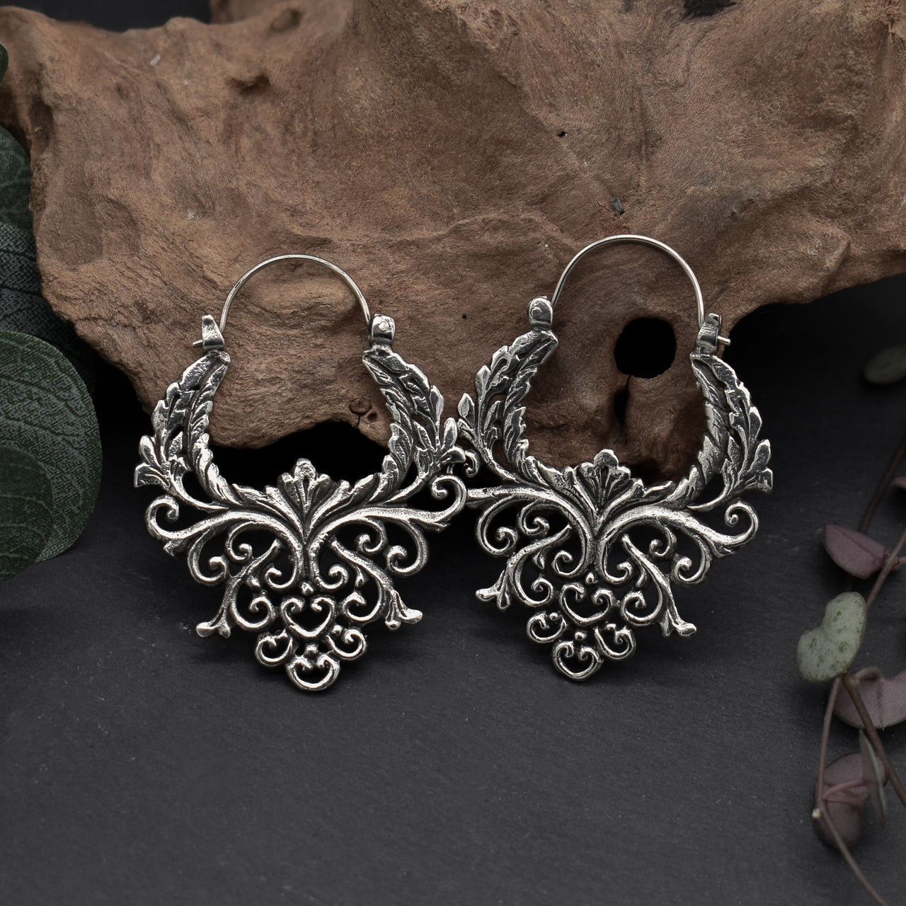 Small Floral Earrings • Silver