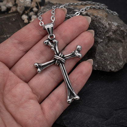 Silver Bone Cross Necklace