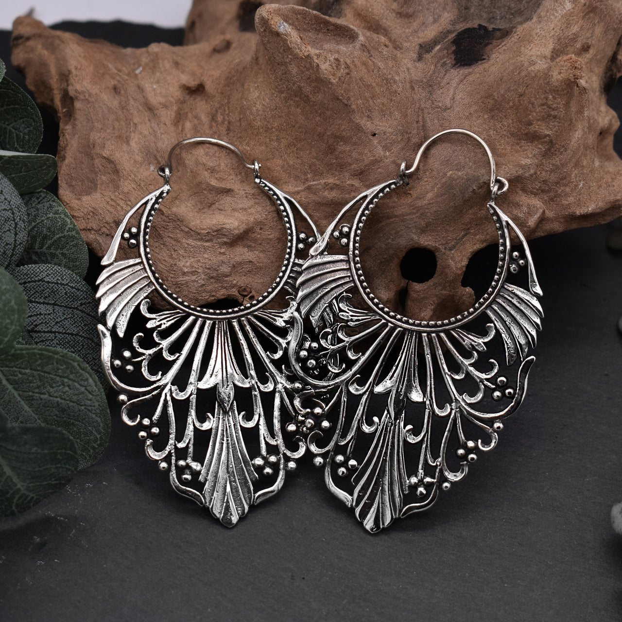 Long Art Nouveau Earrings • Silver