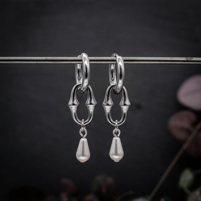 Gothic Chain Pearl Hoops