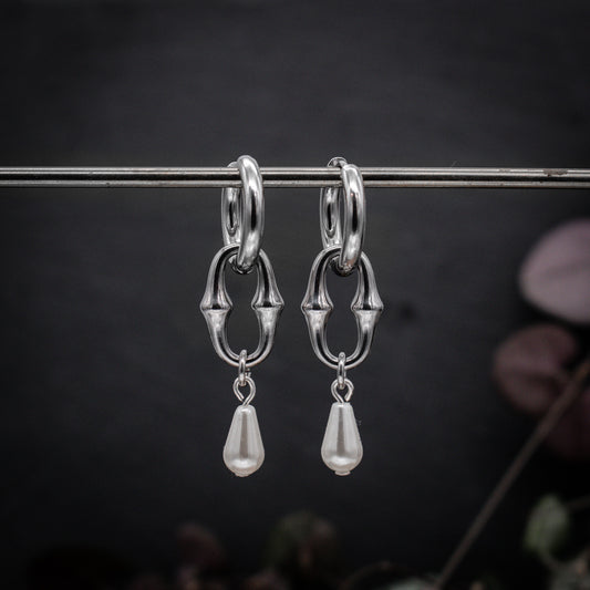 Gothic Chain Pearl Hoops
