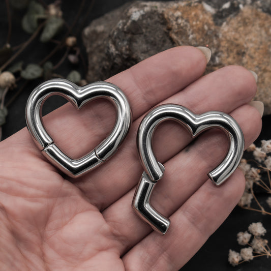 Silver Heart Clicker Ear Weights