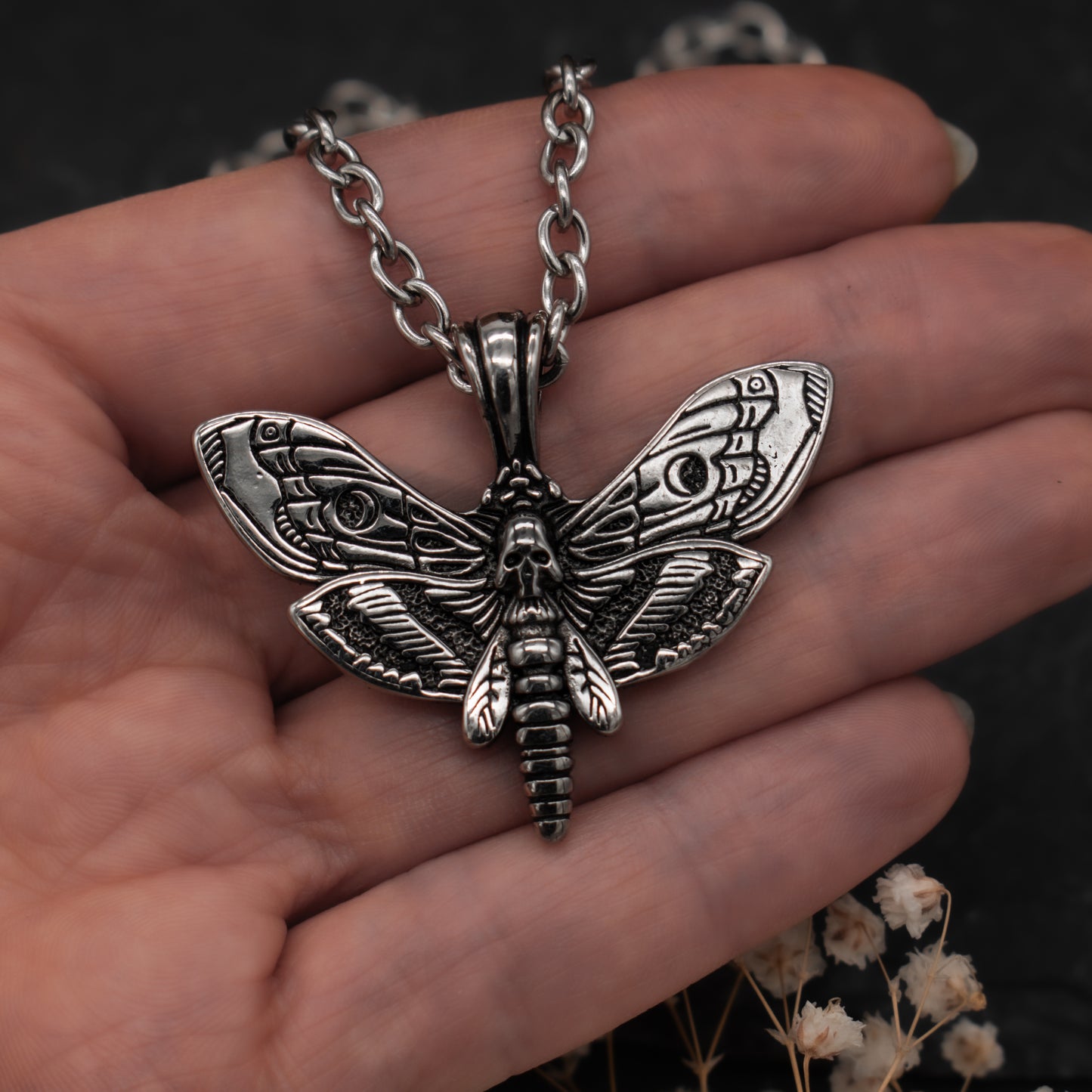 Death Head Moth Steel Necklace