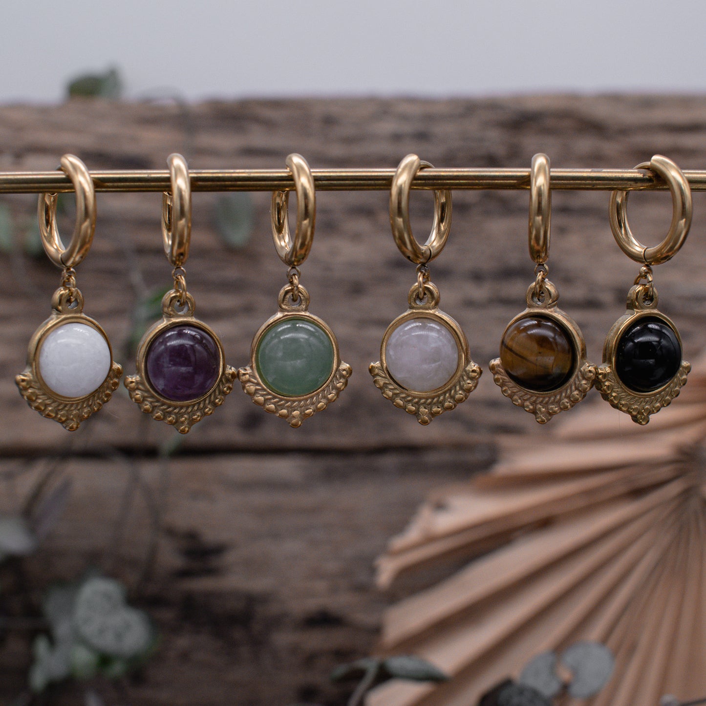 Golden Gemstone Tribal Earrings