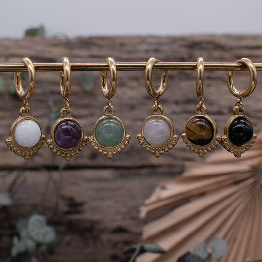 Golden Gemstone Tribal Earrings