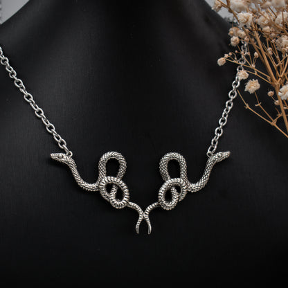 Silver Double Snake Necklace