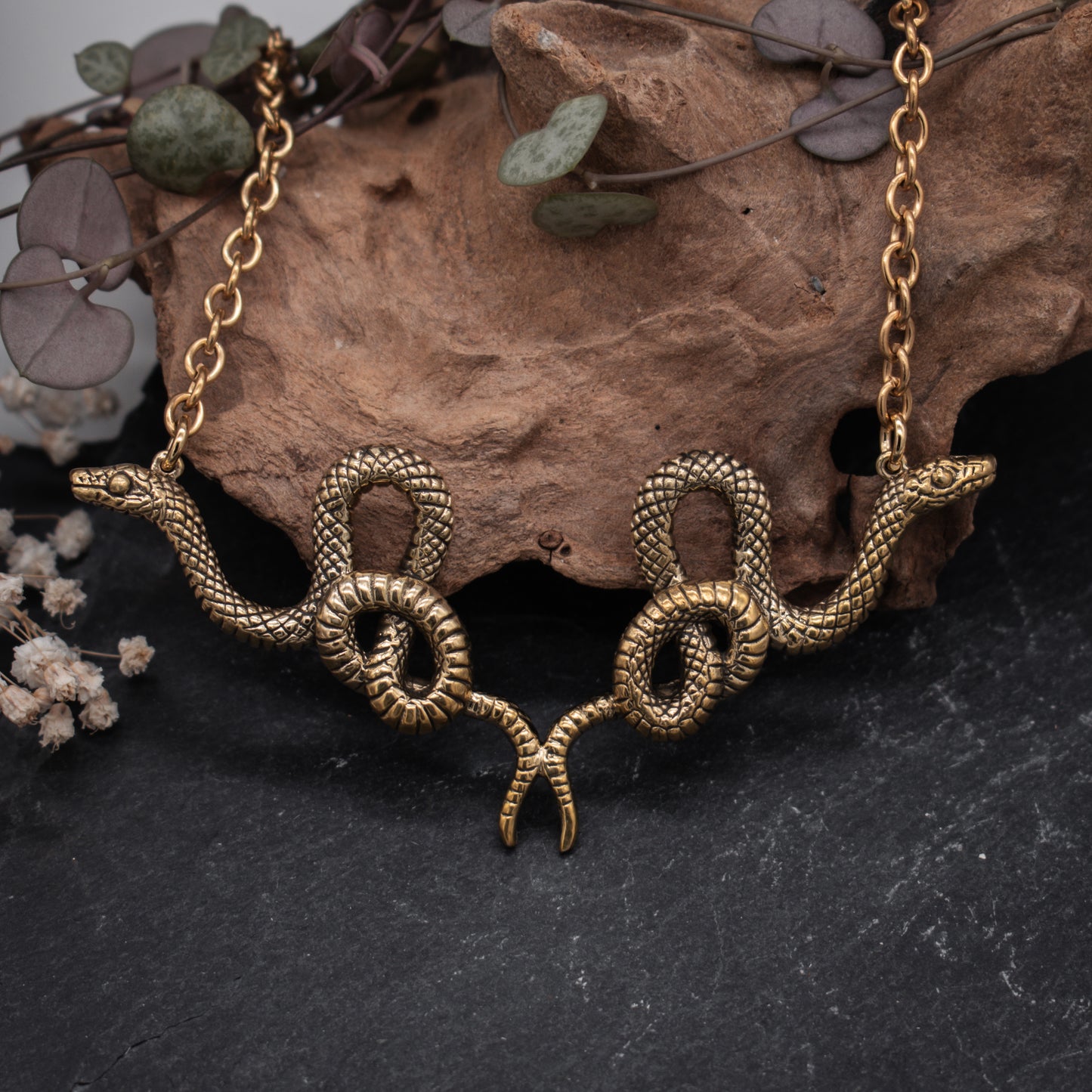 Golden Double Snake Necklace