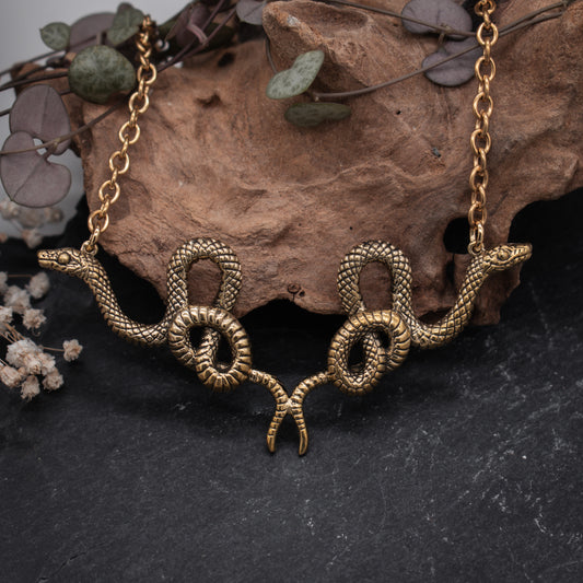 Golden Double Snake Necklace