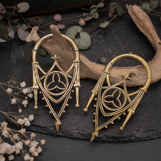 Golden Gothic Arch Ear Weights