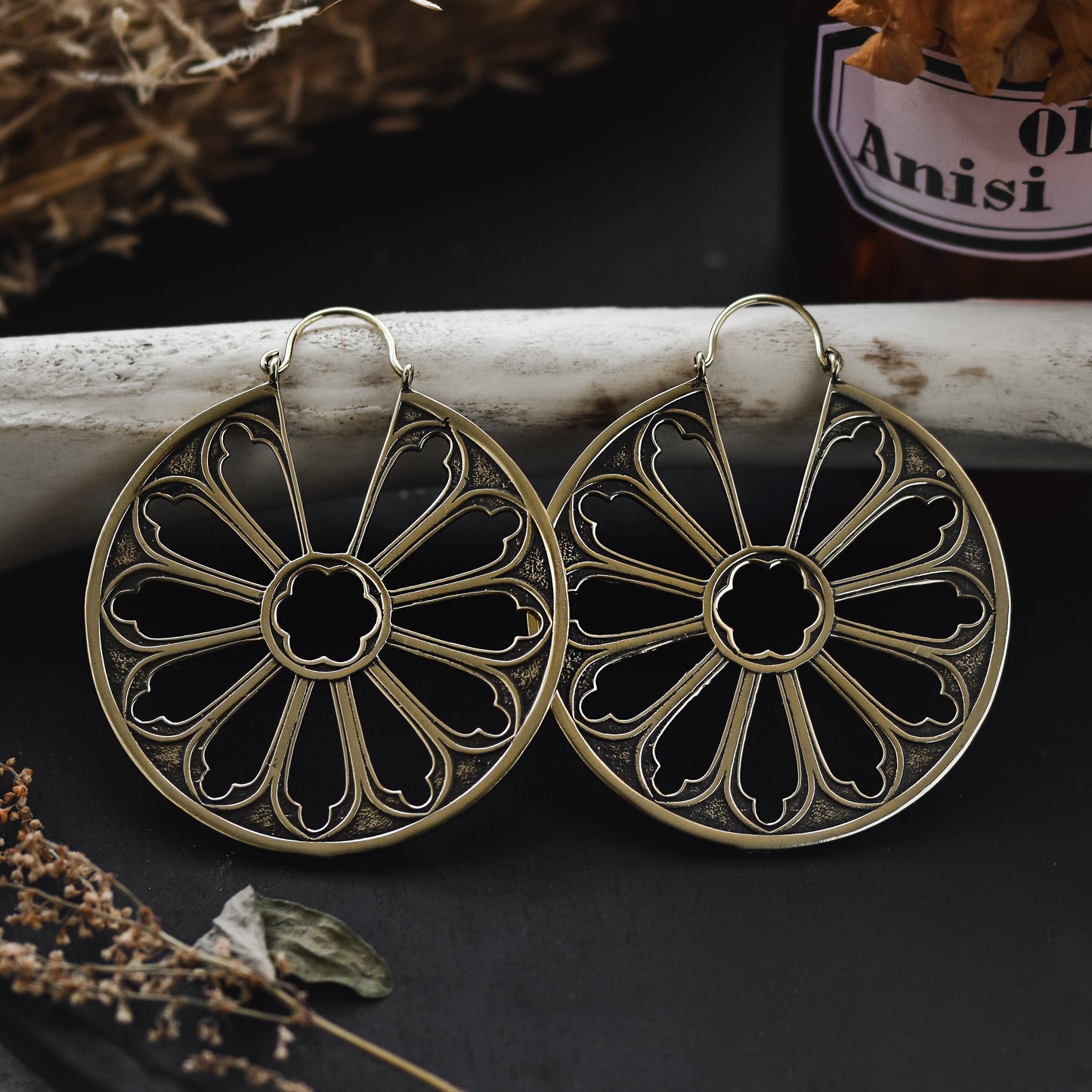 Golden Cathedral Window Earrings