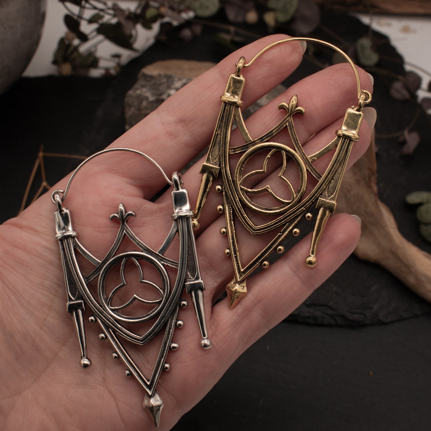 Silver Gothic Arch Earrings