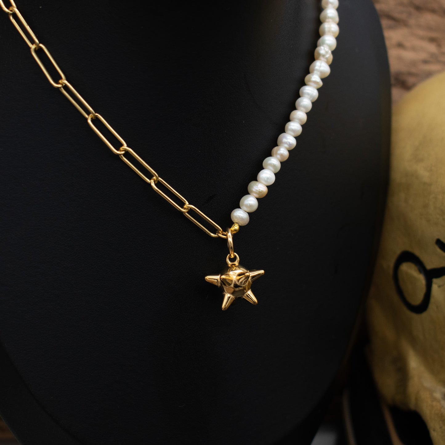 Medieval Flail Pearl Necklace